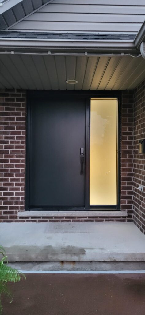 Secure entry door installation for a residential home in Hamilton, Ontario